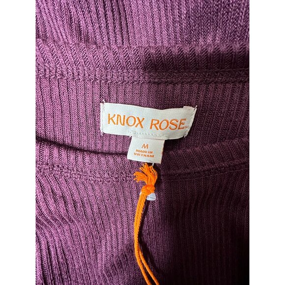 Knox Rose Womens Ribbed Long Sleeve Pullover Shirt Top Medium Dark Purple - Picture 4 of 7